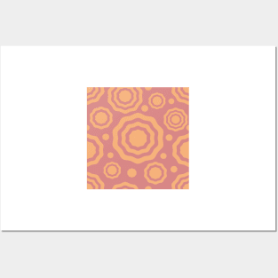 Peach flower circle pattern Posters and Art